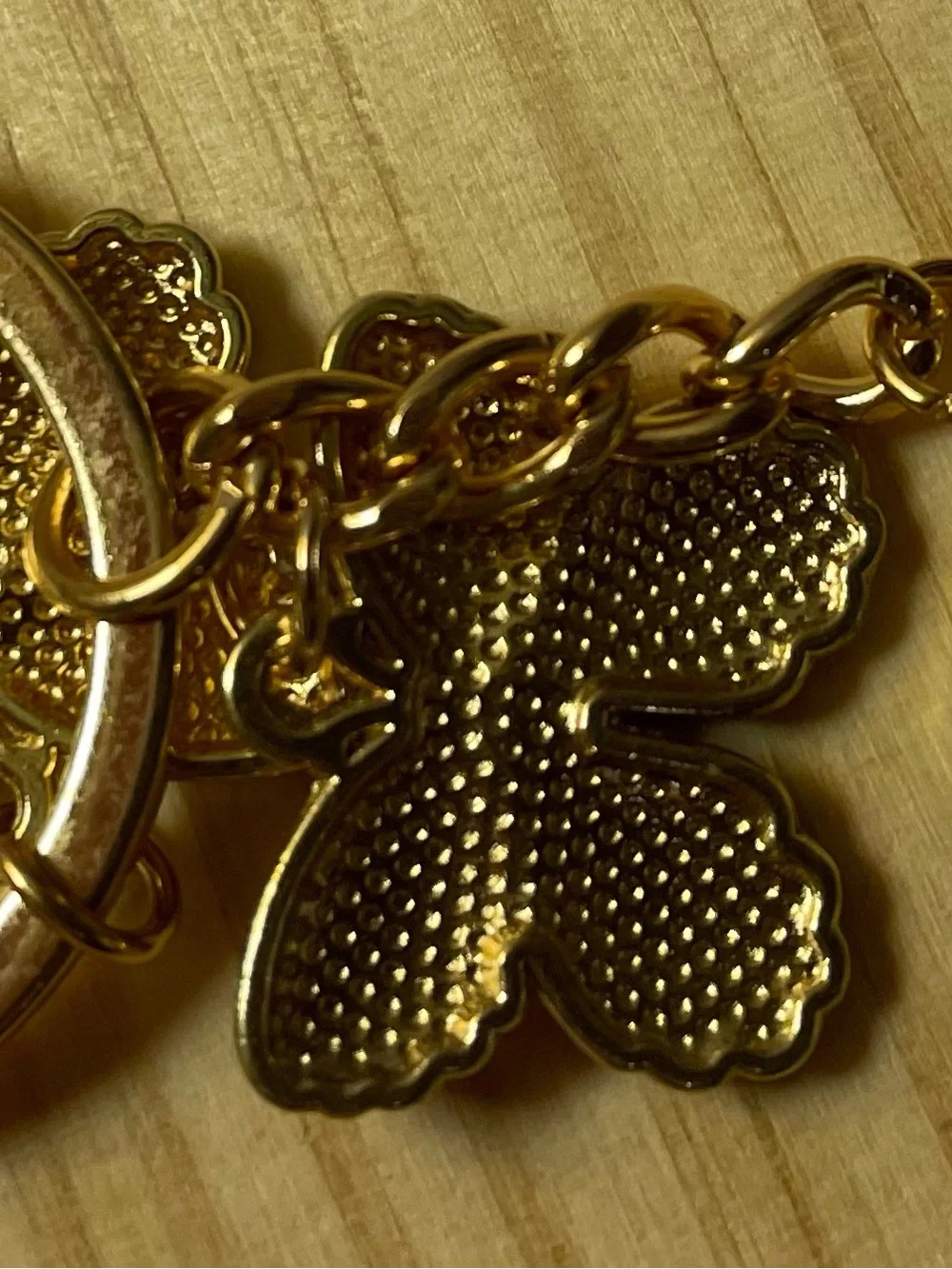 Gold-Tone Butterfly Trio Keychain - Yellow Pink Blue